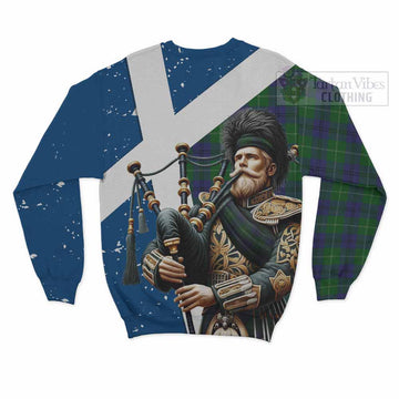 Oliphant Tartan Sweatshirt with Family Crest Scottish Bagpiper Vibes - Tartan Vibes Clothing