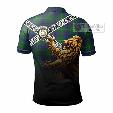 Oliphant Crest Tartan Polo Shirt with Golden Lion Emblem Celtic Style - Tartan Vibes Clothing
