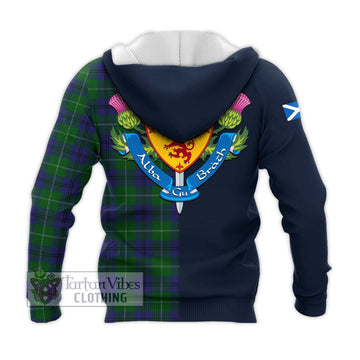 Oliphant Tartan Knitted Hoodie Alba with Scottish Lion Royal Arm Half Style - Tartan Vibes Clothing