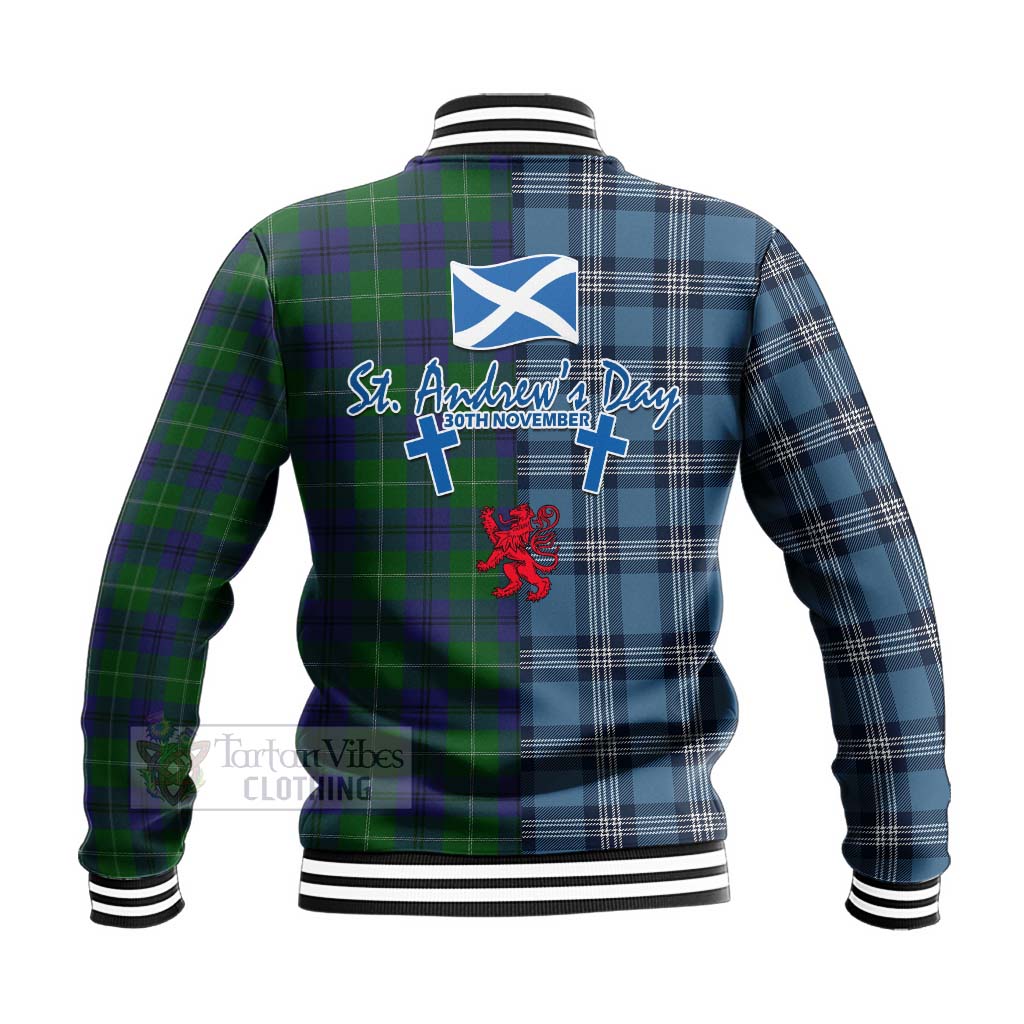 Oliphant Tartan Baseball Jacket Happy St. Andrew's Day Half Tartan Style - Tartan Vibes Clothing