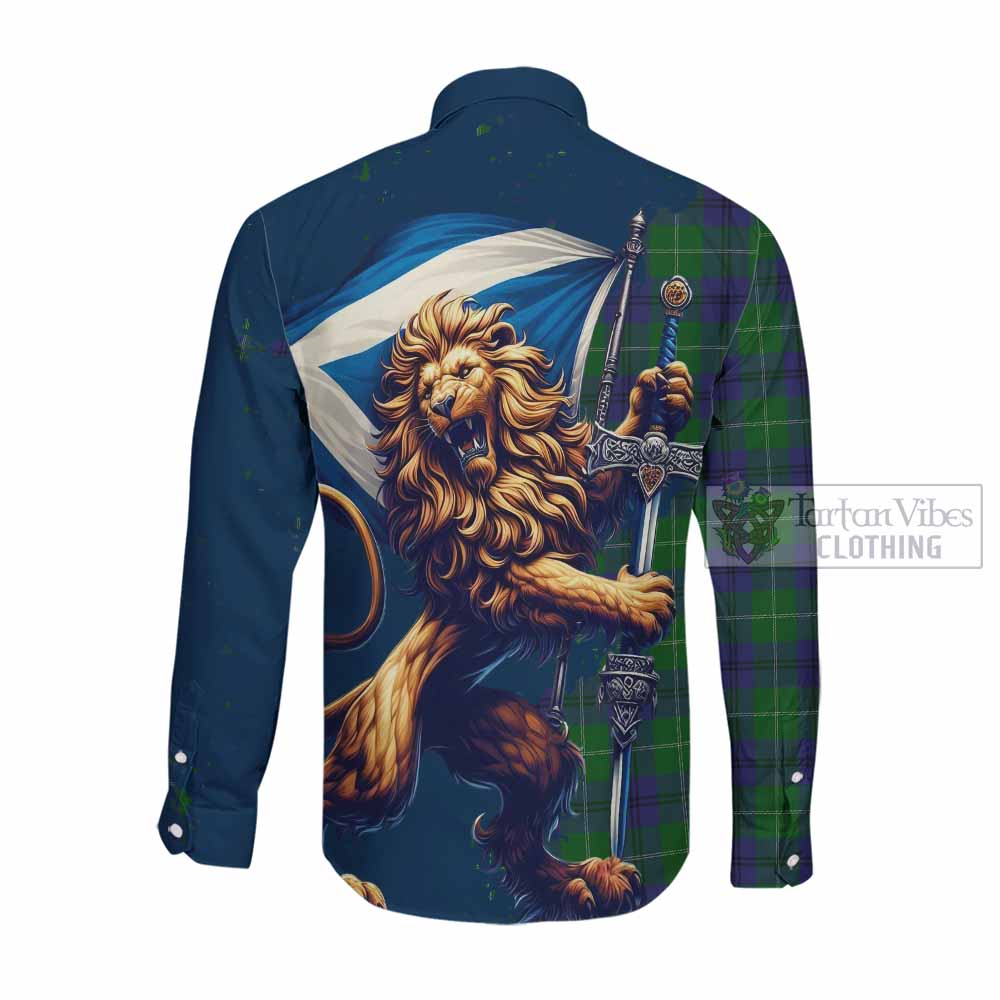 Oliphant Tartan Family Crest Long Sleeve Button Shirt with Scottish Majestic Lion Men's Shirt - Tartan Vibes Clothing