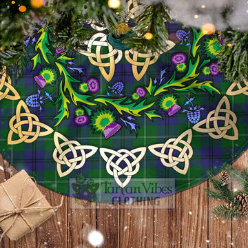 Tartan Vibes Clothing Oliphant Tartan Christmas Tree Skirt with Thistle Celtic Knot Style