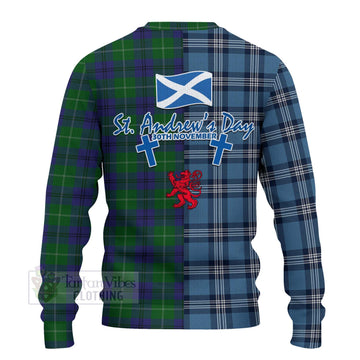 Oliphant Tartan Knitted Sweater Happy St. Andrew's Day Half Tartan Style - Tartan Vibes Clothing