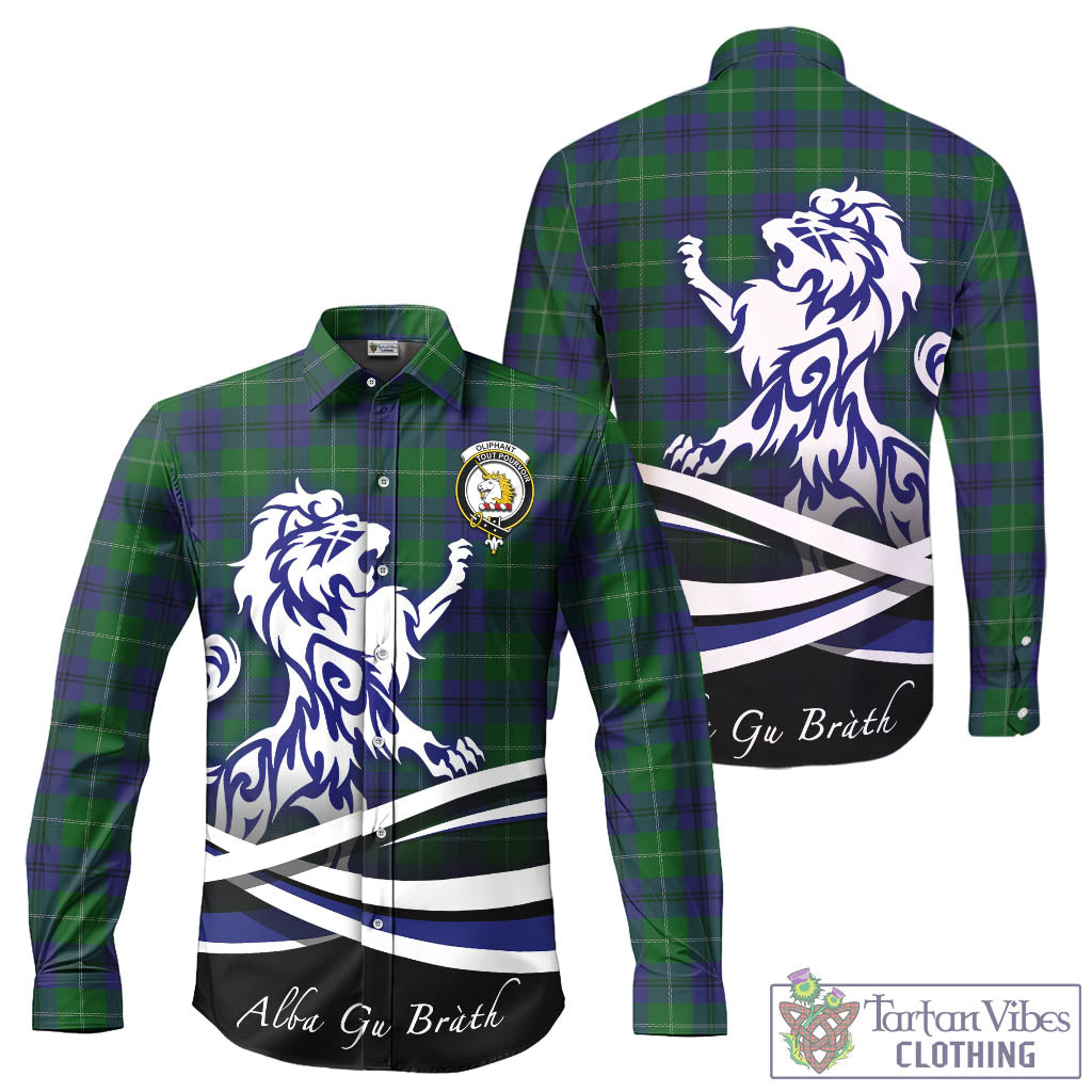 Oliphant Tartan Long Sleeve Button Up Shirt with Alba Gu Brath Regal Lion Emblem - Tartan Vibes Clothing