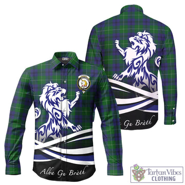 Oliphant Tartan Long Sleeve Button Up Shirt with Alba Gu Brath Regal Lion Emblem