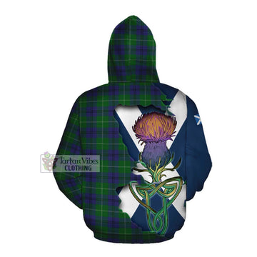 Tartan Vibes Clothing Oliphant Tartan Family Crest Cotton Hoodie Scottish Thistle Celtic Inspired