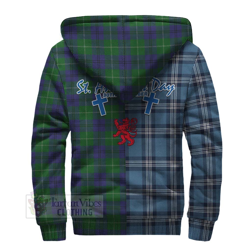 Oliphant Tartan Sherpa Hoodie Happy St. Andrew's Day Half Tartan Style - Tartan Vibes Clothing
