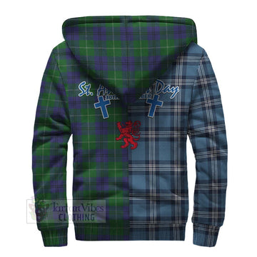 Oliphant Tartan Sherpa Hoodie Happy St. Andrew's Day Half Tartan Style - Tartan Vibes Clothing
