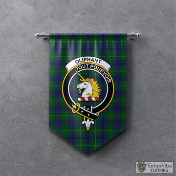 Oliphant Tartan Gonfalon, Tartan Banner with Family Crest - Tartan Vibes Clothing