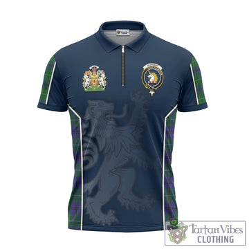 Oliphant Tartan Zipper Polo Shirt with Family Crest and Lion Rampant Vibes Sport Style - Tartan Vibes Clothing