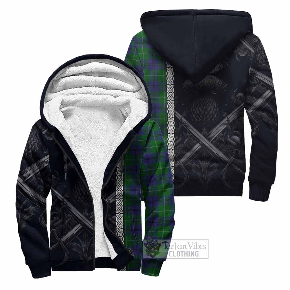 Oliphant Tartan Sherpa Hoodie with Family Crest Cross Sword Thistle Celtic Vibes Unisex - Tartan Vibes Clothing