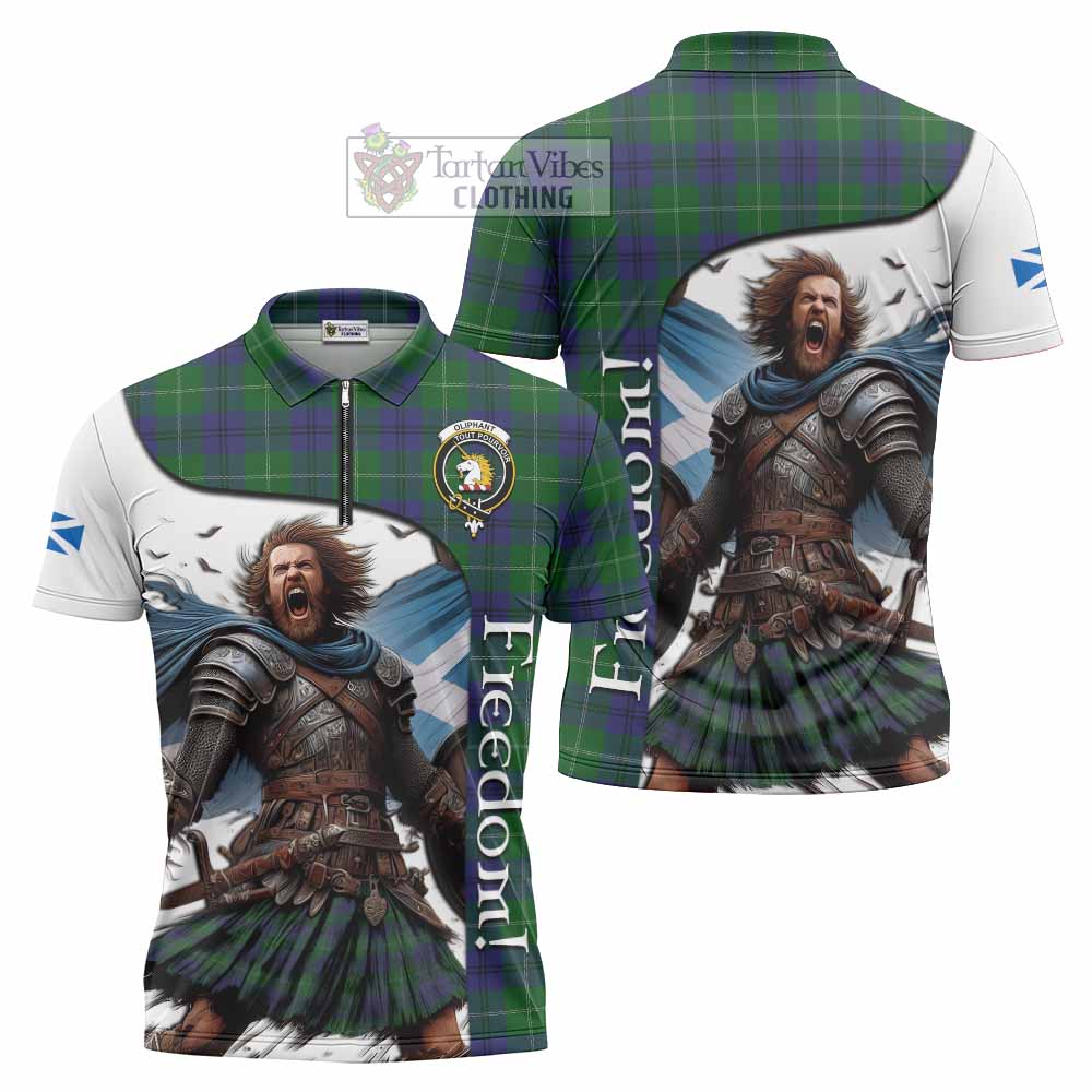 Tartan Vibes Clothing Oliphant Crest Tartan Zipper Polo Shirt Inspired by the Freedom of Scottish Warrior