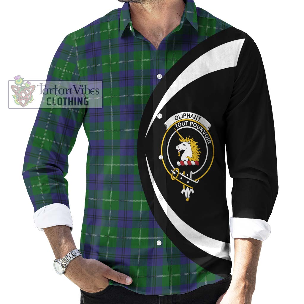 Oliphant Tartan Long Sleeve Button Up with Family Crest Circle Style - Tartan Vibes Clothing
