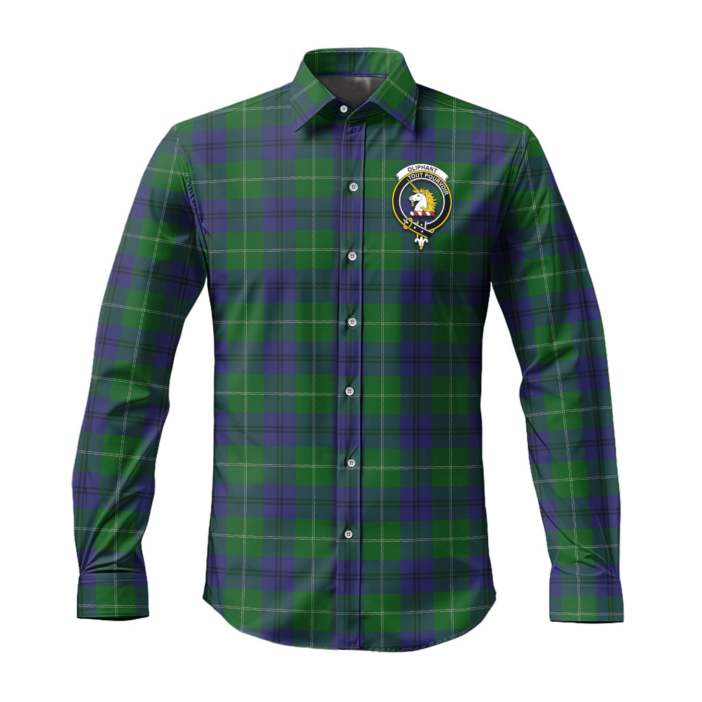 Oliphant Tartan Long Sleeve Button Up Shirt with Family Crest Men's Shirt - Tartan Vibes Clothing