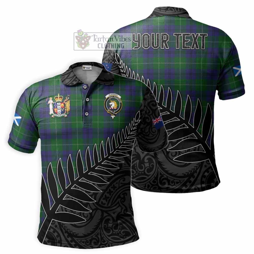 Oliphant Crest Tartan Polo Shirt with New Zealand Silver Fern Half Style - Tartan Vibes Clothing