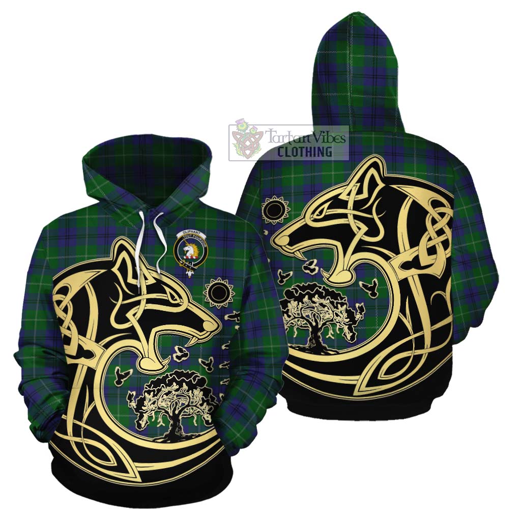 Oliphant Tartan Cotton Hoodie with Family Crest Celtic Wolf Style Zip Hoodie - Tartan Vibes Clothing