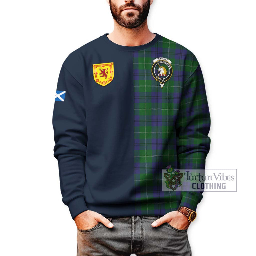 Oliphant Tartan Sweatshirt Alba with Scottish Lion Royal Arm Half Style - Tartan Vibes Clothing
