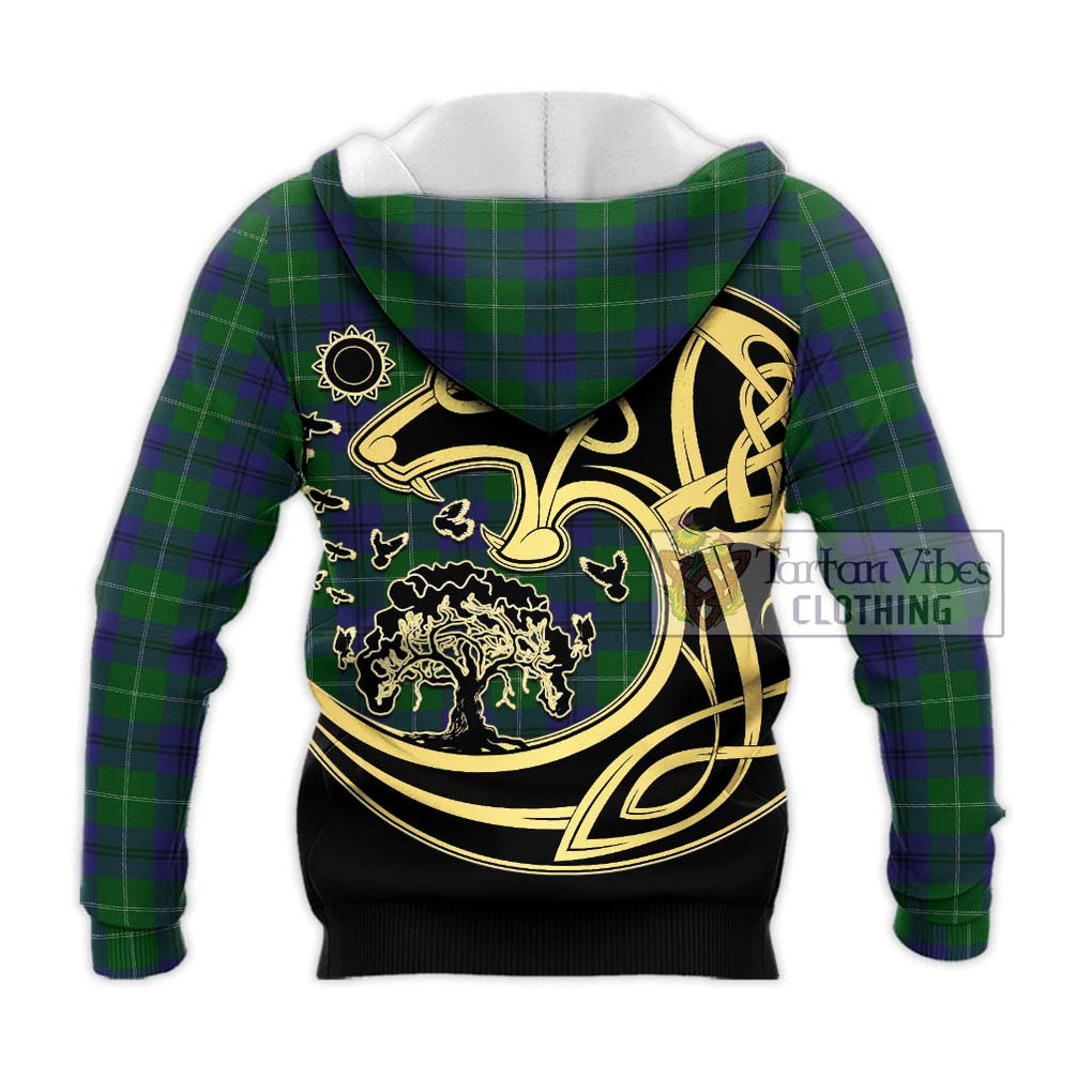 Oliphant Tartan Knitted Hoodie with Family Crest Celtic Wolf Style - Tartan Vibes Clothing
