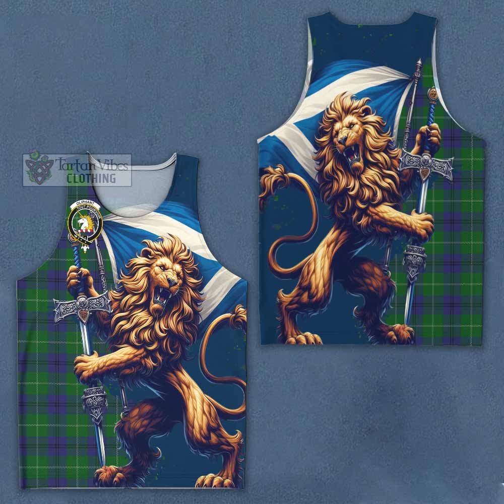 Oliphant Tartan Family Crest Men's Tank Top with Scottish Majestic Lion - Tartan Vibes Clothing