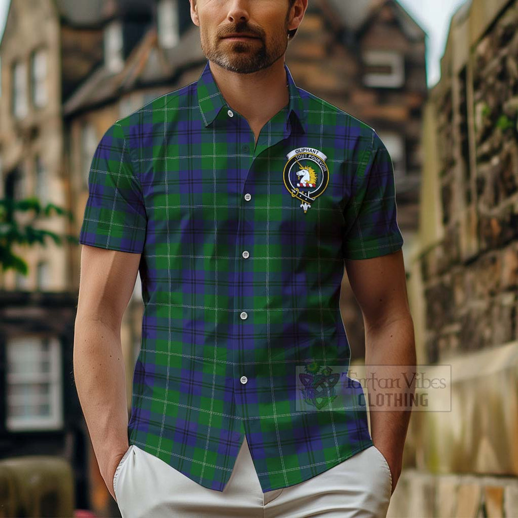 Oliphant Tartan Hawaiian Shirt with Family Crest Celtic Skull Style - Tartan Vibes Clothing