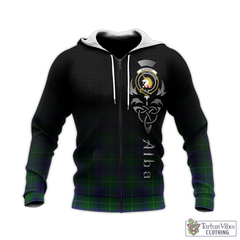 Oliphant Tartan Knitted Hoodie Featuring Alba Gu Brath Family Crest Celtic Inspired - Tartan Vibes Clothing