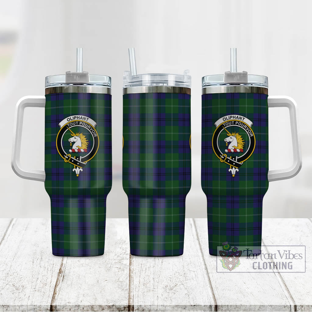 Oliphant Tartan Tumbler with Handle with Family Crest - Tartan Vibes Clothing