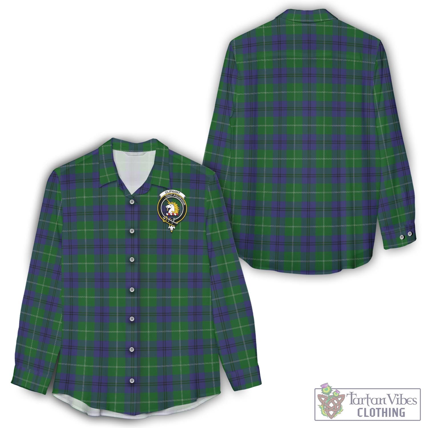 Oliphant Tartan Women's Casual Shirt with Family Crest - Tartan Vibes Clothing