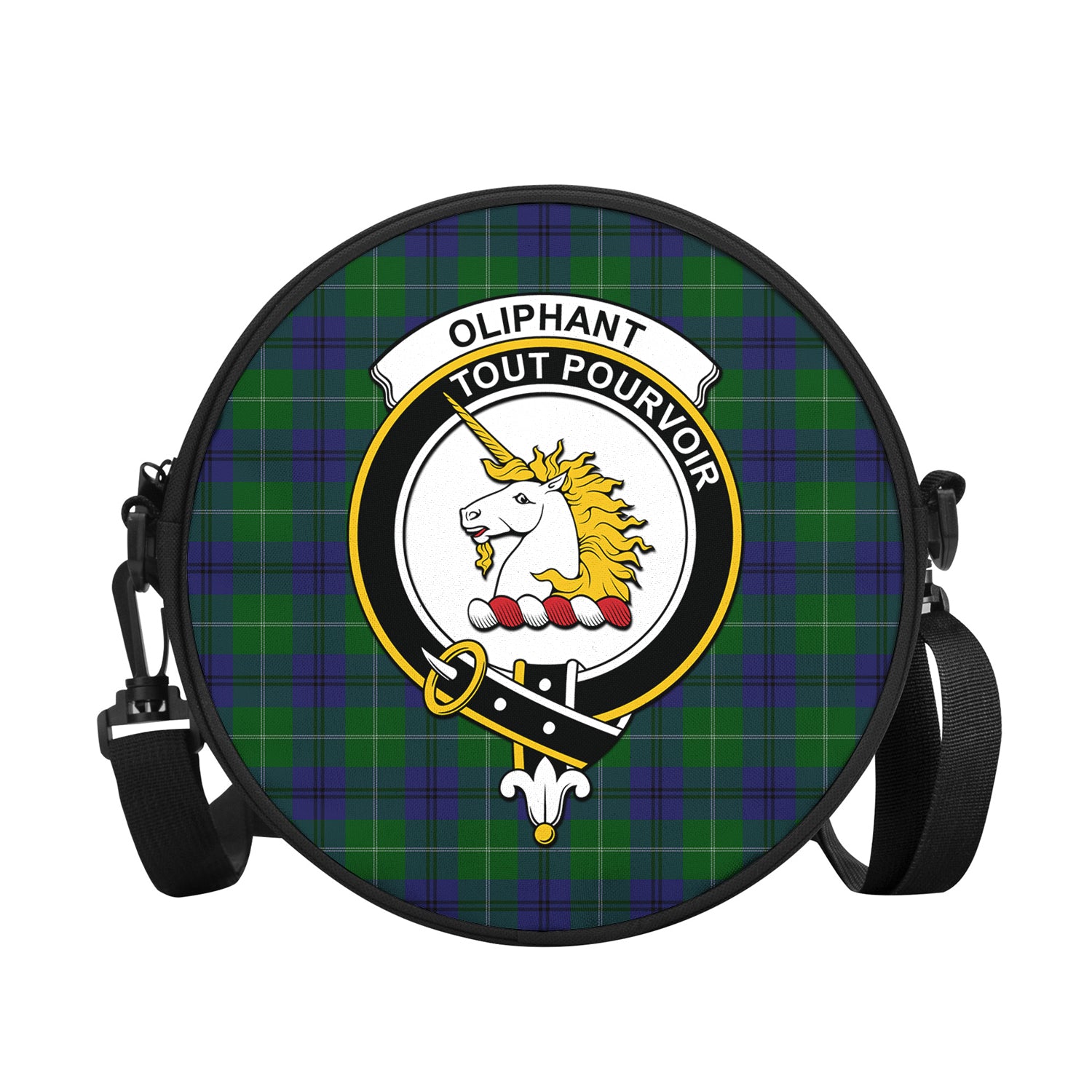 Oliphant Tartan Round Satchel Bags with Family Crest - Tartan Vibes Clothing
