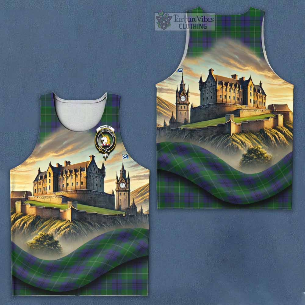 Oliphant Tartan Family Crest Men's Tank Top with Scottish Ancient Castle Style - Tartan Vibes Clothing