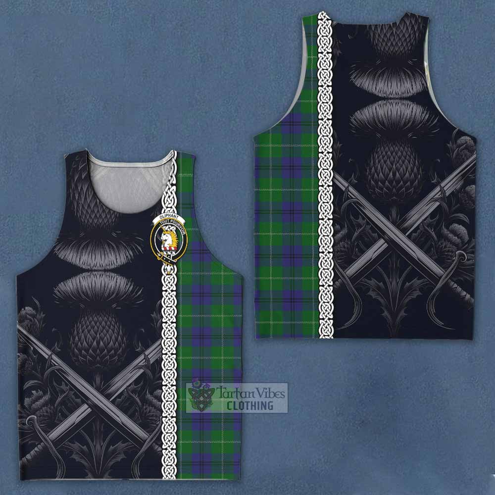 Oliphant Tartan Men's Tank Top with Family Crest Cross Sword Thistle Celtic Vibes - Tartan Vibes Clothing