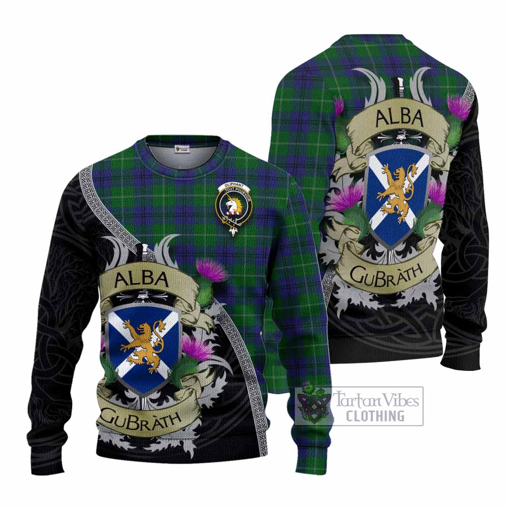 Oliphant Tartan Family Crest Knitted Sweater Lion Rampant Royal Thistle Shield Celtic Inspired - Tartan Vibes Clothing