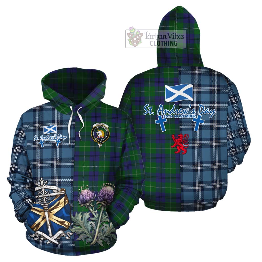 Oliphant Tartan Cotton Hoodie Happy St. Andrew's Day Half Tartan Style Zip Hoodie - Tartan Vibes Clothing