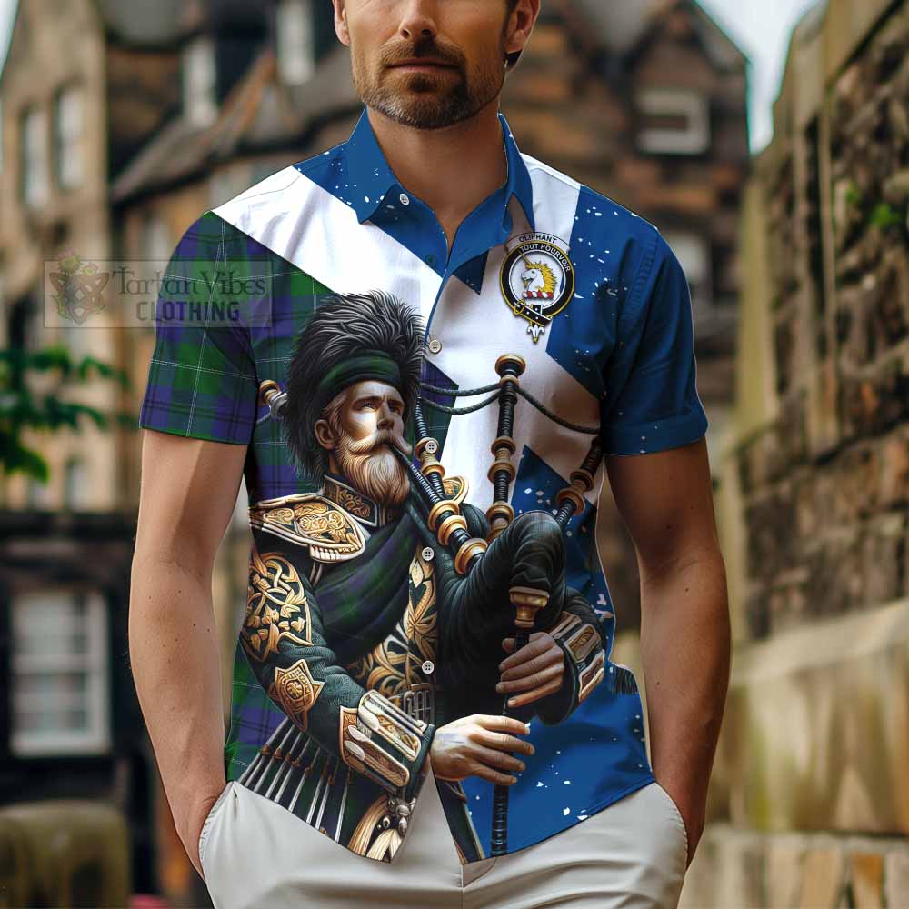 Oliphant Tartan Hawaiian Shirt with Family Crest Scottish Bagpiper Vibes - Tartan Vibes Clothing