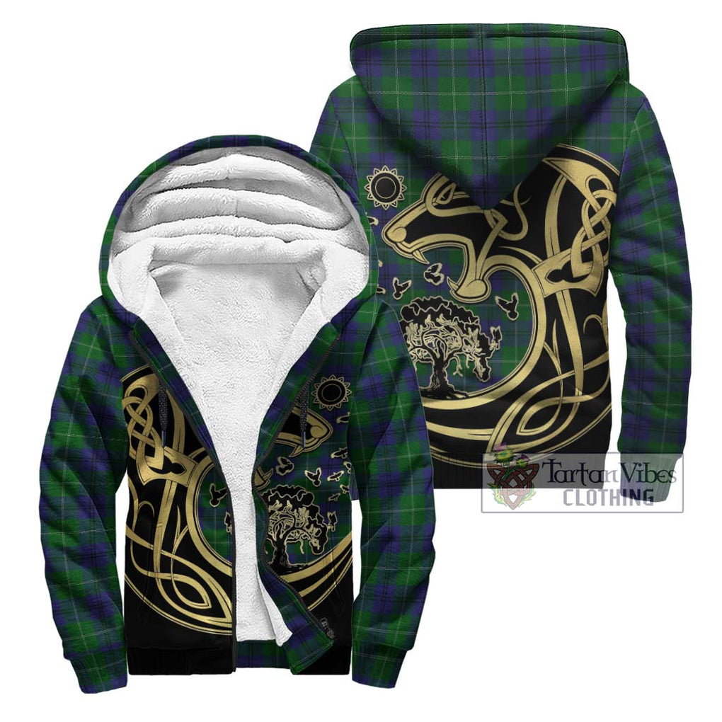 Oliphant Tartan Sherpa Hoodie with Family Crest Celtic Wolf Style Unisex - Tartan Vibes Clothing