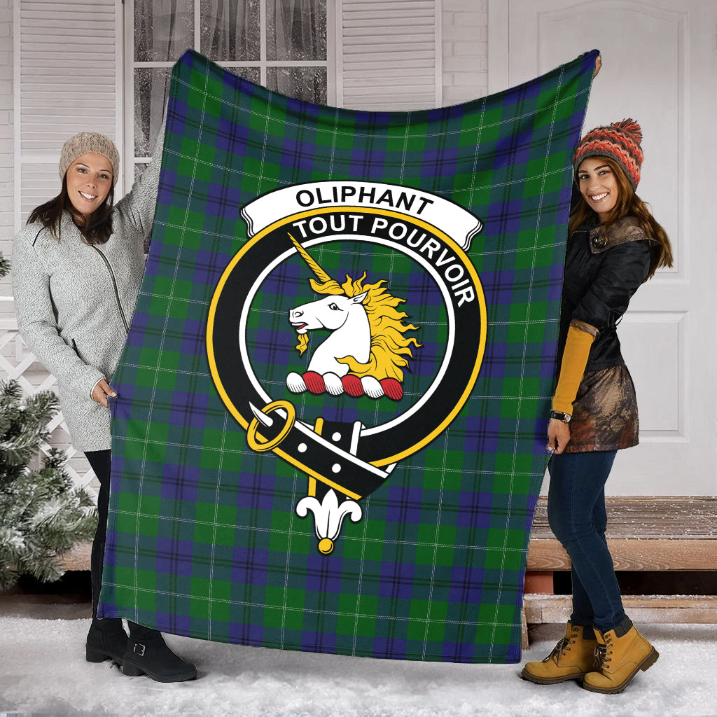 Oliphant Tartan Blanket with Family Crest - Tartan Vibes Clothing
