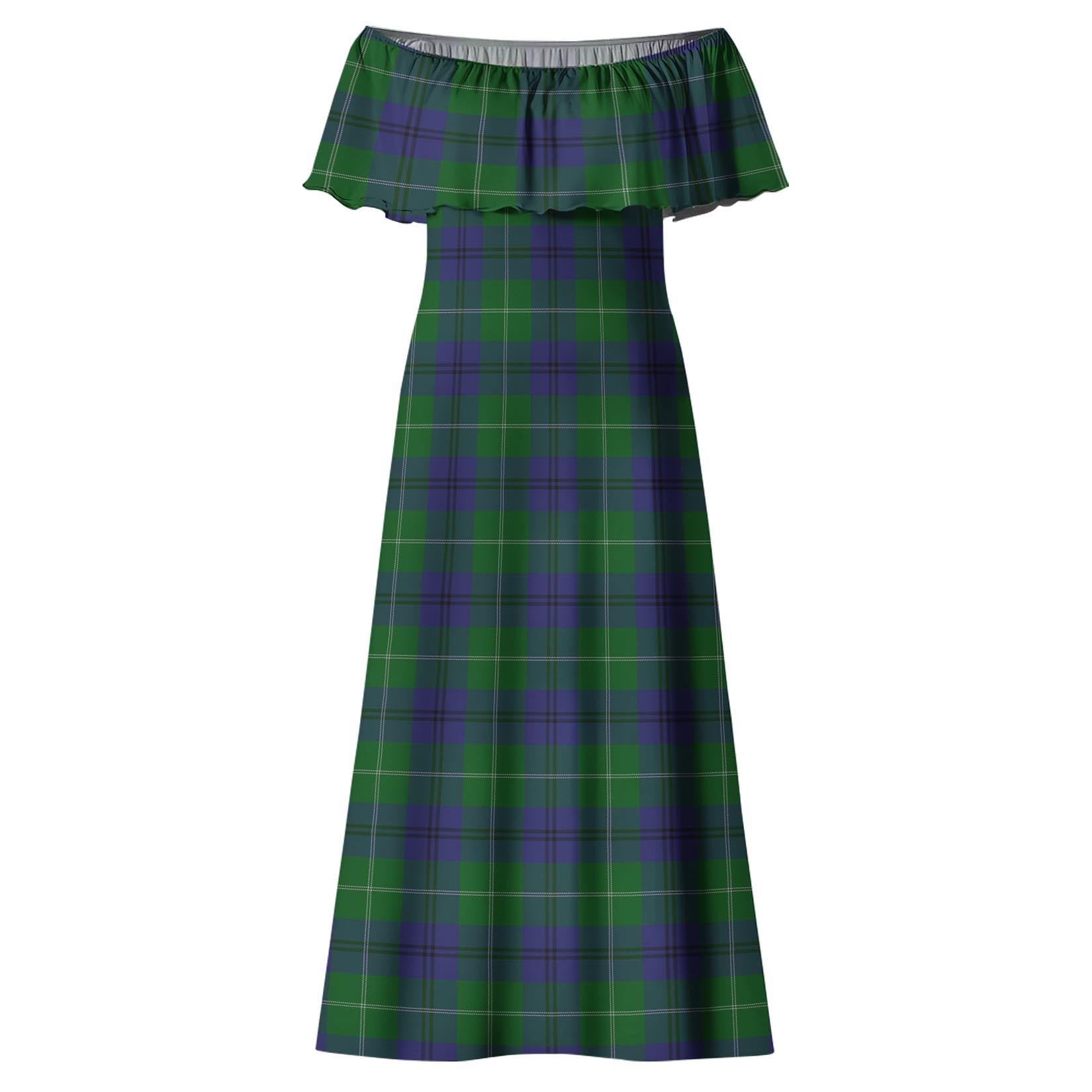 Oliphant Tartan Off Shoulder Long Dress - Tartan Vibes Clothing