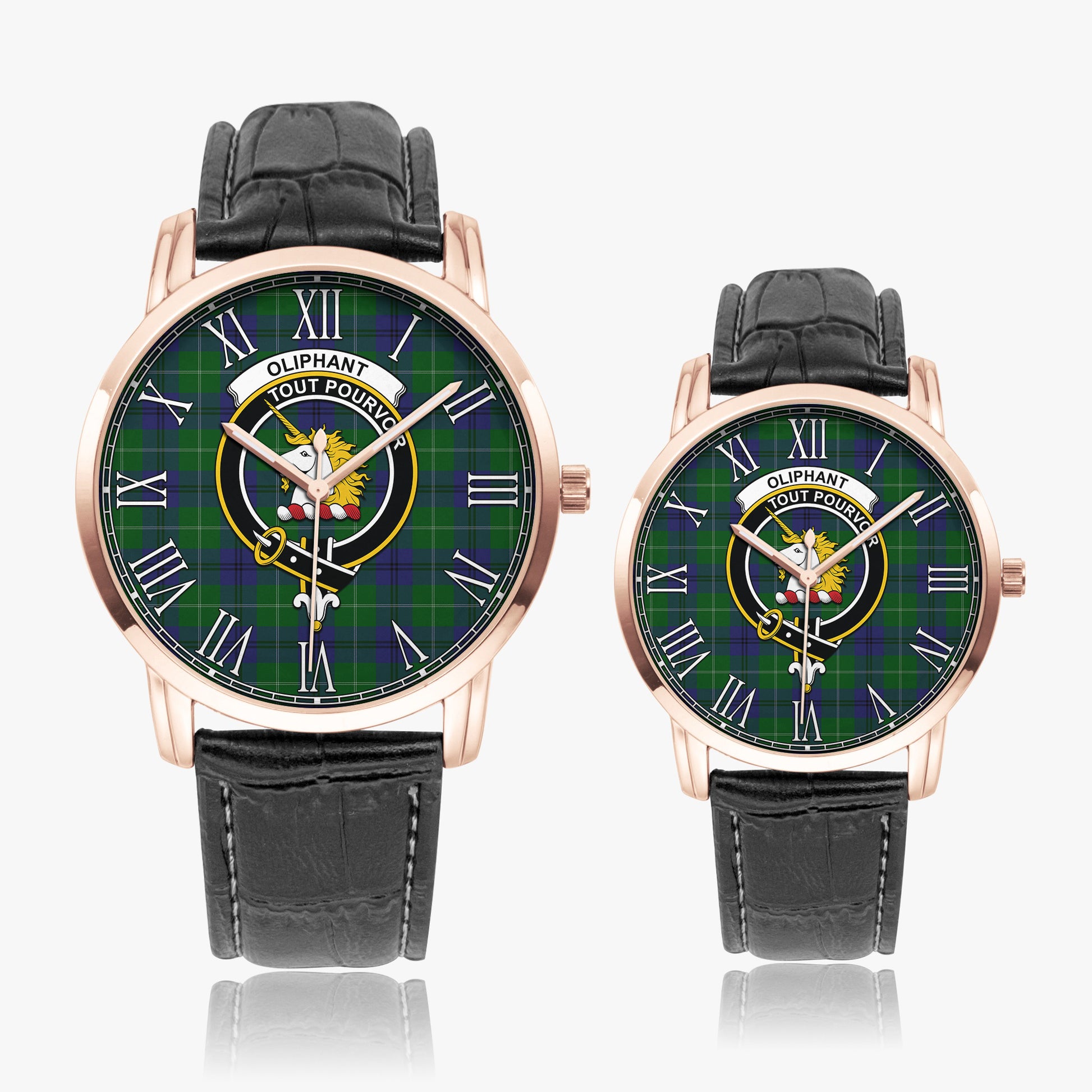 Oliphant Tartan Family Crest Leather Strap Quartz Watch - Tartan Vibes Clothing