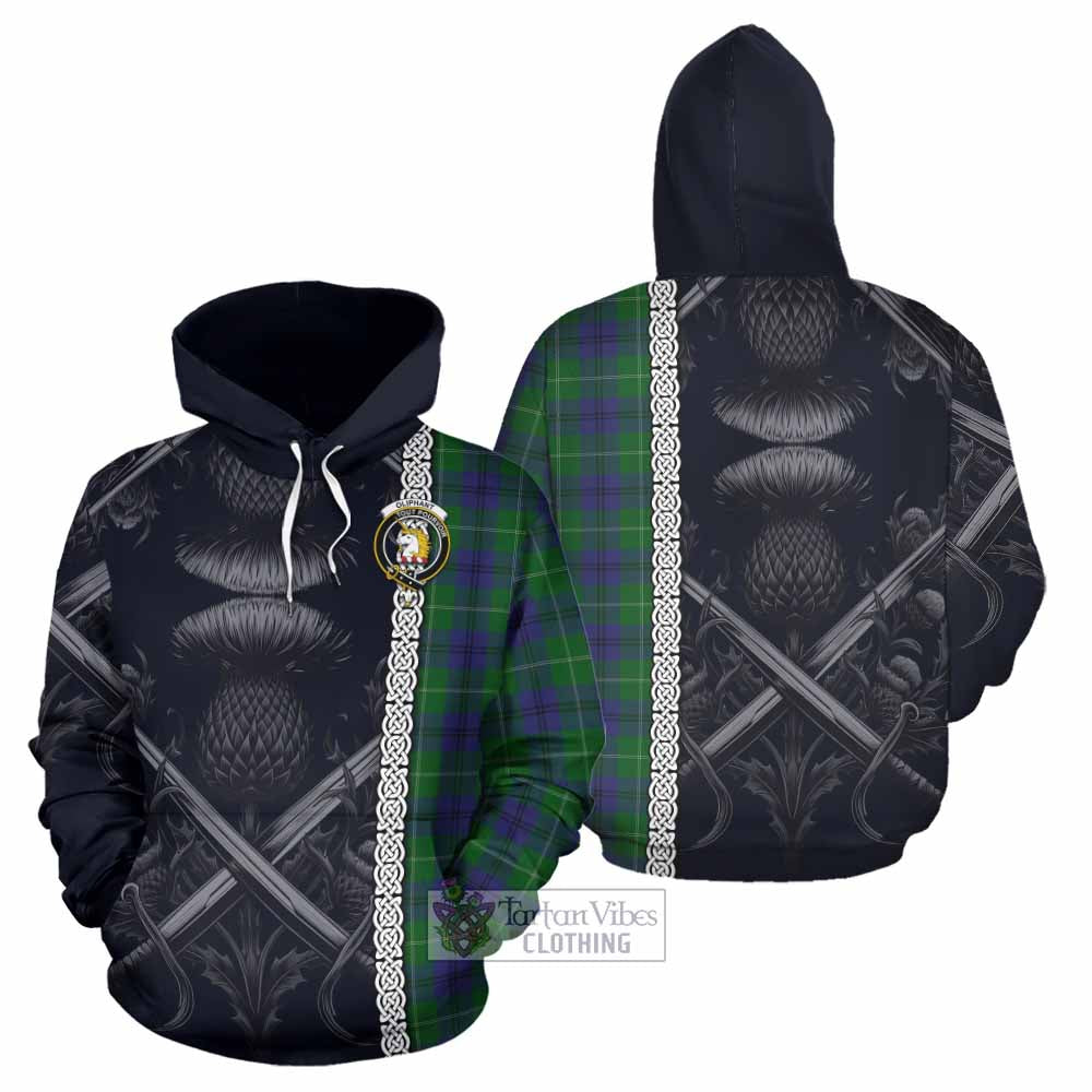 Oliphant Tartan Hoodie with Family Crest Cross Sword Thistle Celtic Vibes - Tartan Vibes Clothing