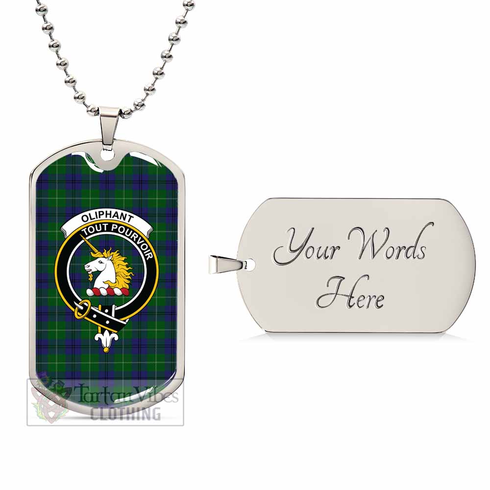 Oliphant Tartan Dog Tag Necklace with Family Crest Silver Yes - Tartan Vibes Clothing