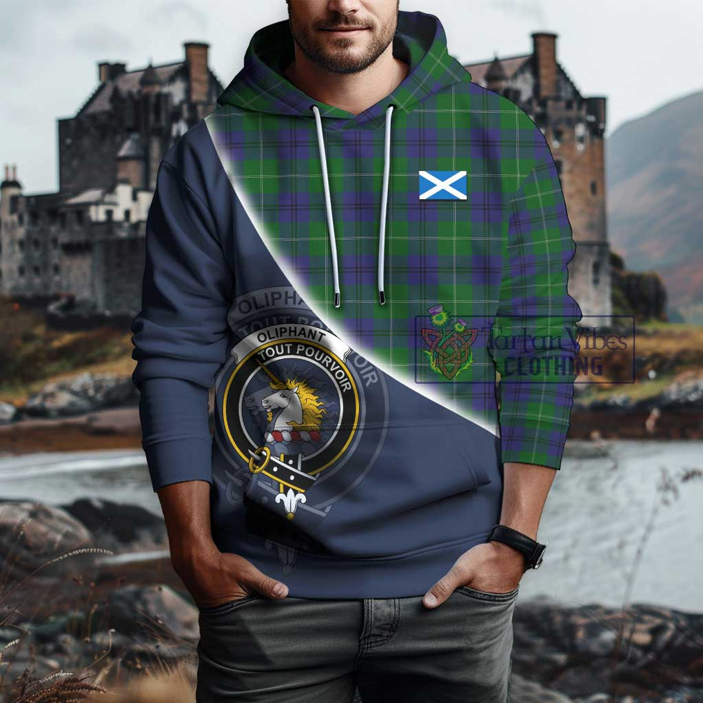 Oliphant Tartan Hoodie with Personalised National Flag and Family Crest Half Style - Tartan Vibes Clothing