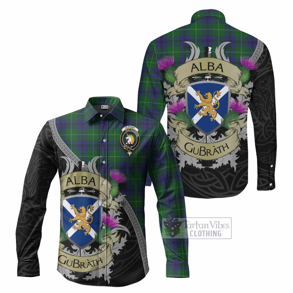 Oliphant Tartan Family Crest Long Sleeve Button Shirt Lion Rampant Royal Thistle Shield Celtic Inspired - Tartan Vibes Clothing
