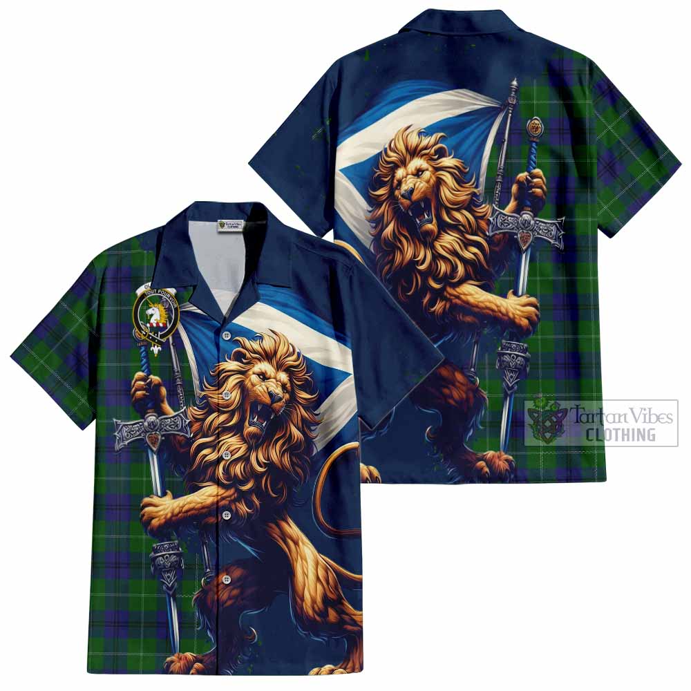 Oliphant Tartan Family Crest Hawaiian Shirt with Scottish Majestic Lion - Tartan Vibes Clothing