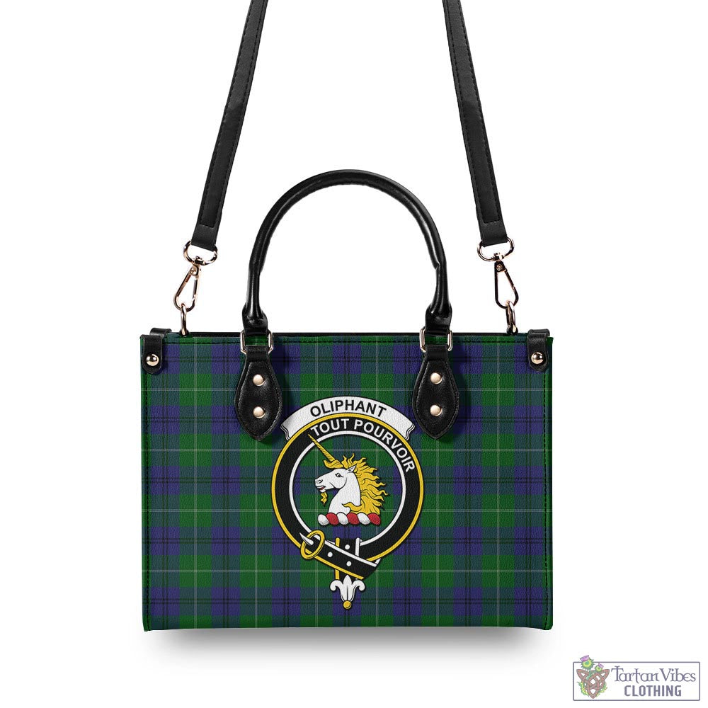 Oliphant Tartan Luxury Leather Handbags with Family Crest - Tartan Vibes Clothing