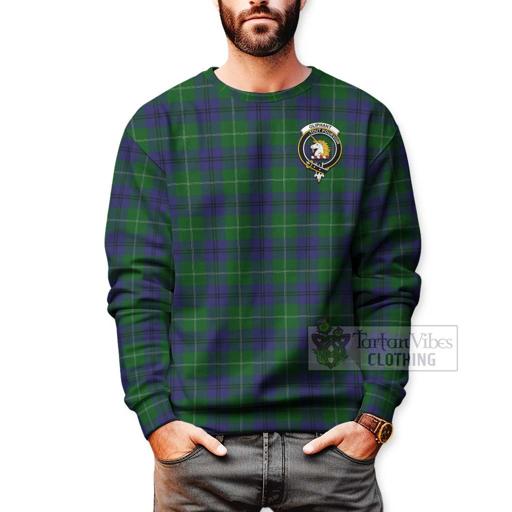 Oliphant Tartan Sweatshirt with Family Crest Celtic Skull Style - Tartan Vibes Clothing