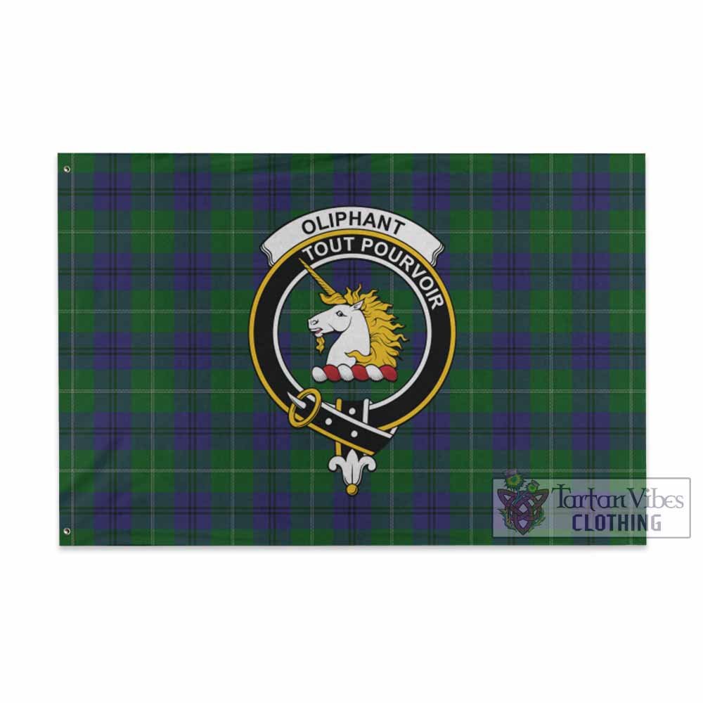 Tartan Vibes Clothing Oliphant Tartan House Flag with Family Crest