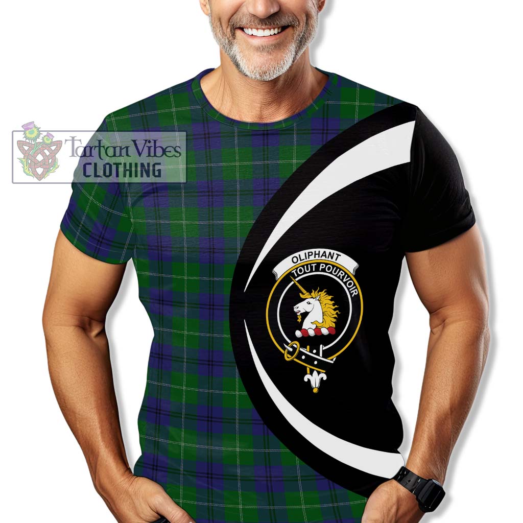 Oliphant Tartan T-Shirt with Family Crest Circle Style - Tartan Vibes Clothing