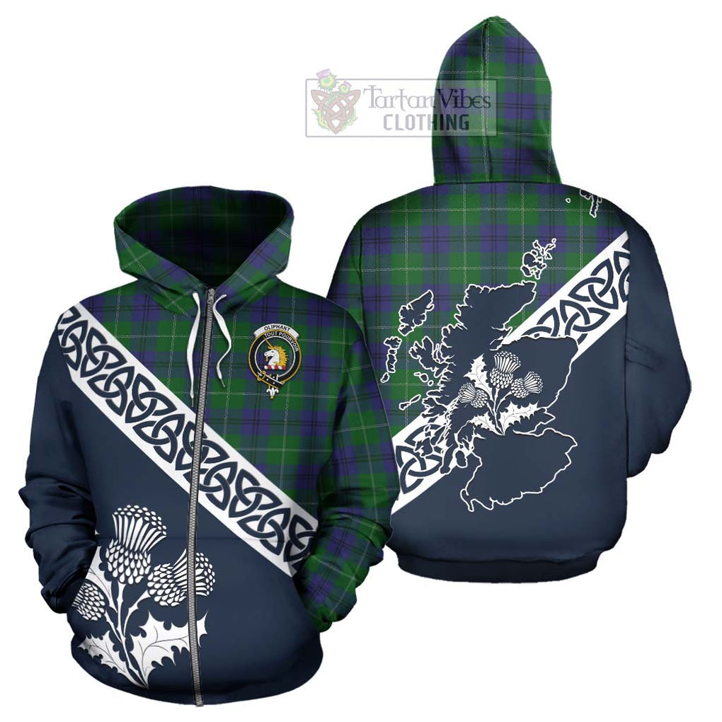 Oliphant Tartan Hoodie Featuring Thistle and Scotland Map - Tartan Vibes Clothing