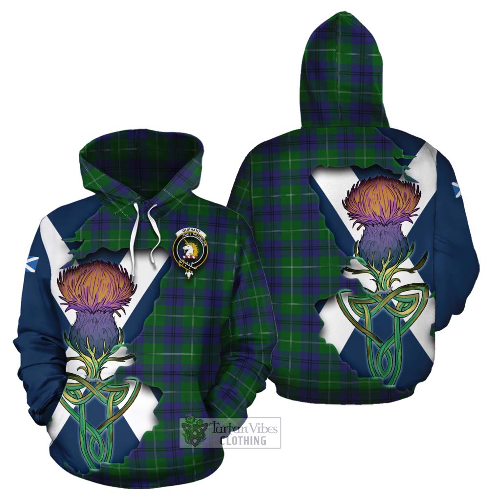 Tartan Vibes Clothing Oliphant Tartan Family Crest Cotton Hoodie Scottish Thistle Celtic Inspired