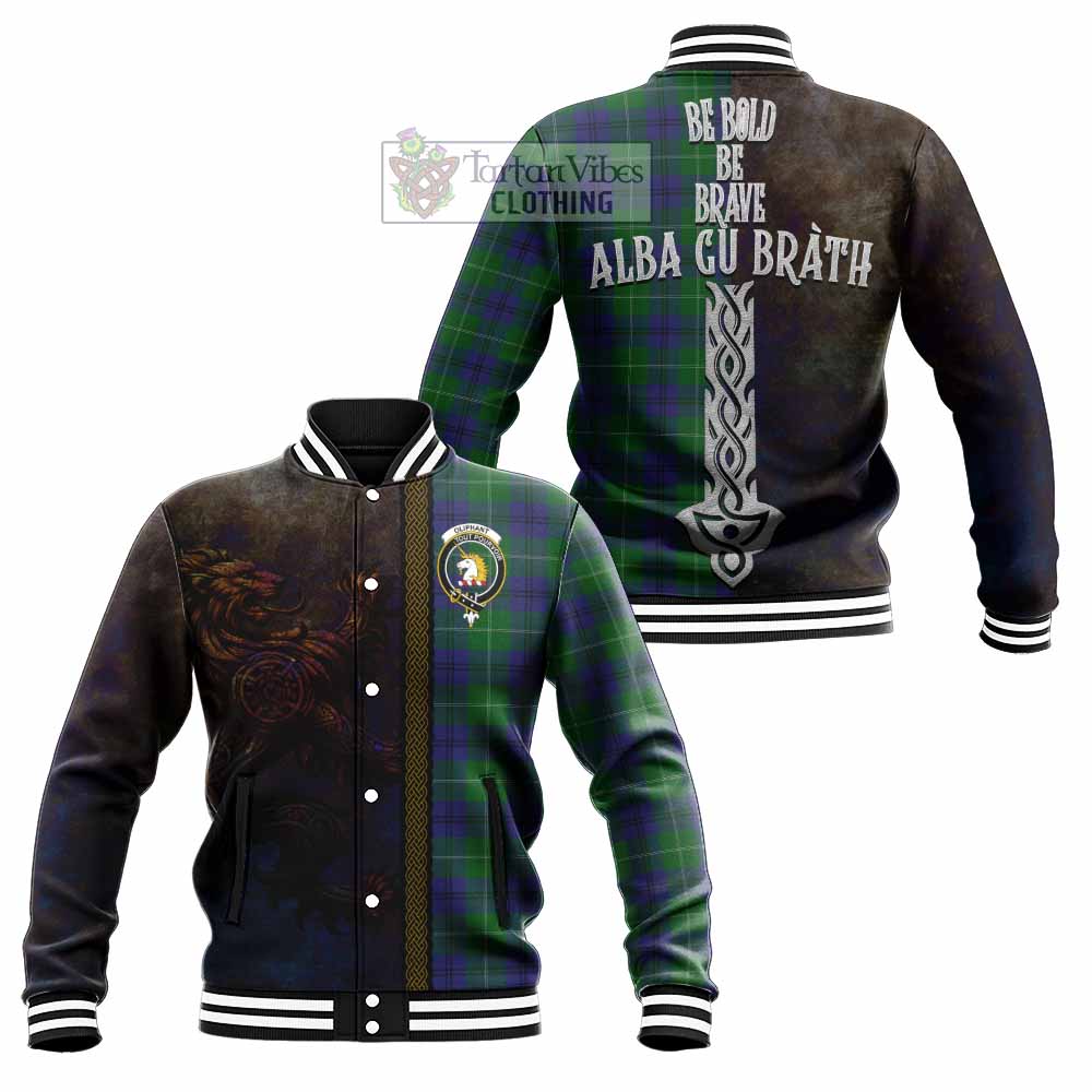 Oliphant Tartan Family Crest Baseball Jacket Alba Gu Brath Be Brave Lion Ancient Style - Tartan Vibes Clothing