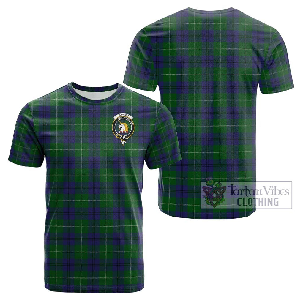 Oliphant Tartan Cotton T-Shirt with Family Crest - Tartan Vibes Clothing